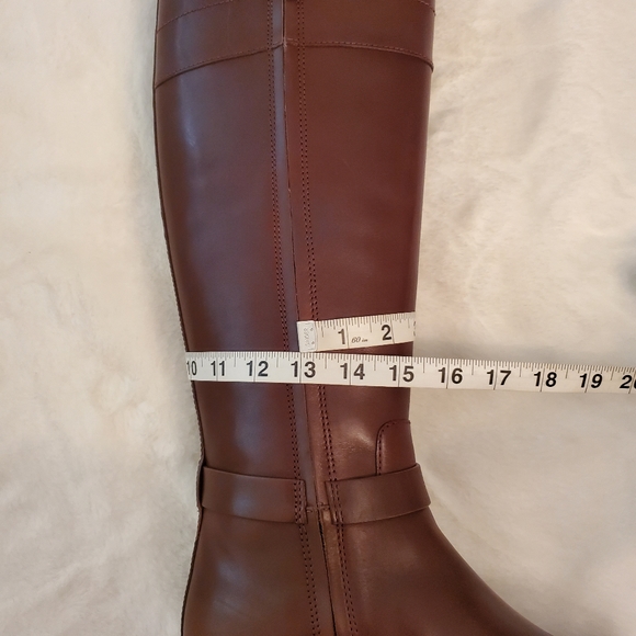 ⭐️SALE⭐️ NEW WITH TAG! TORY BURCH Everly Riding Boots Calf Leather Dark Almond - Picture 12 of 13